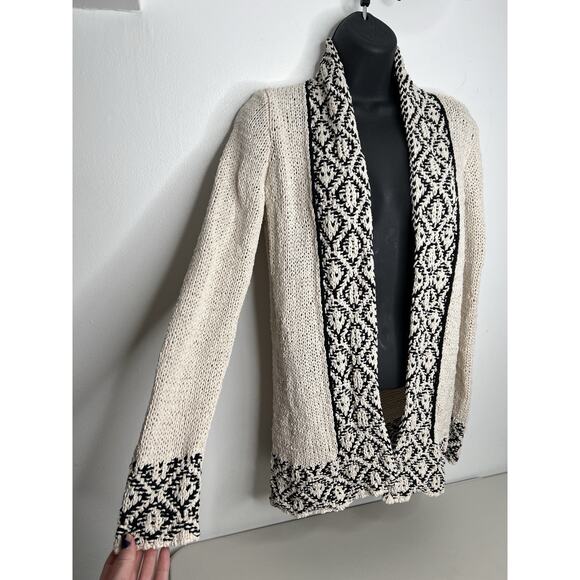 Lucky Brand Womens Sweater Beige Novelty Stitch Cardigan Size Small - Picture 2 of 9